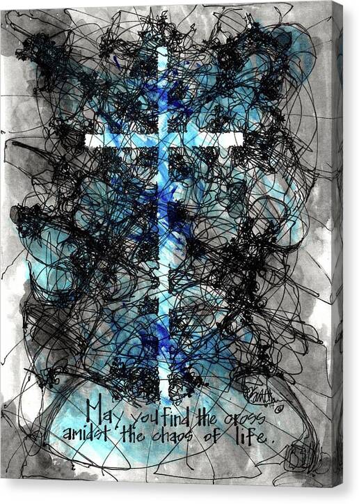 Chaos Order Cross 14 - Glorious Blue - Canvas Print