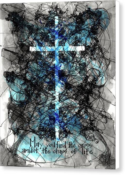 Chaos Order Cross 14 - Glorious Blue - Canvas Print