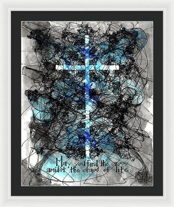 Chaos Order Cross 14 - Glorious Blue - Framed Print