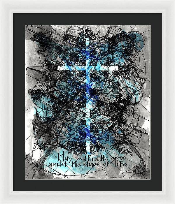 Chaos Order Cross 14 - Glorious Blue - Framed Print