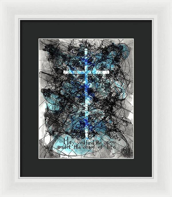 Chaos Order Cross 14 - Glorious Blue - Framed Print