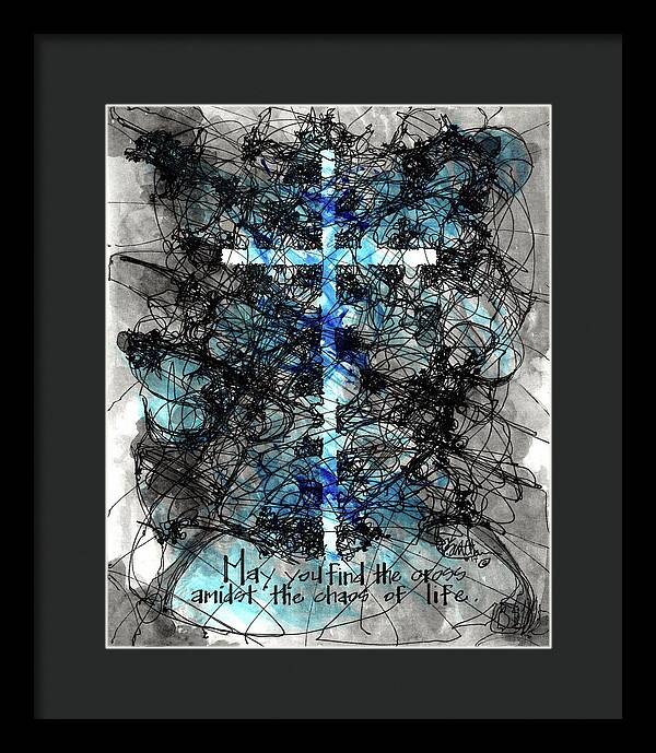 Chaos Order Cross 14 - Glorious Blue - Framed Print