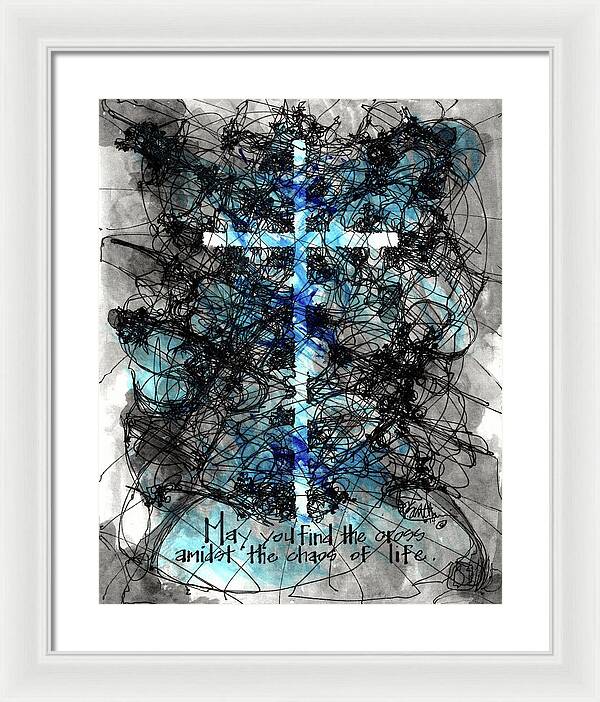 Chaos Order Cross 14 - Glorious Blue - Framed Print