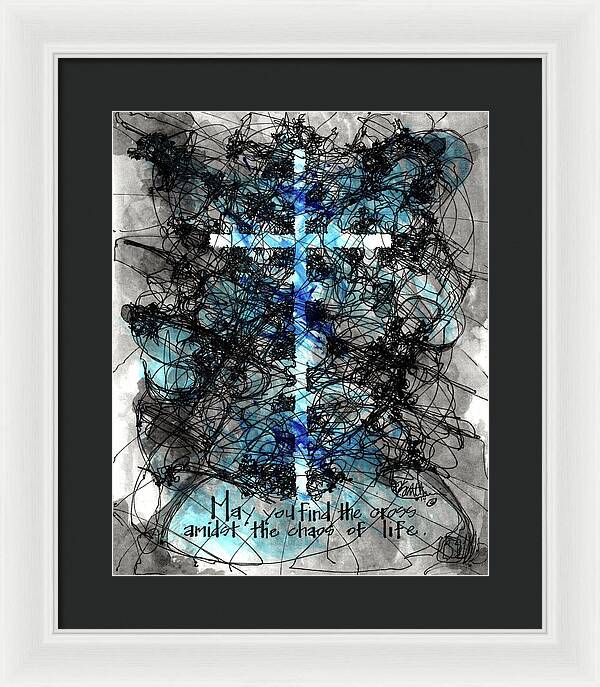 Chaos Order Cross 14 - Glorious Blue - Framed Print
