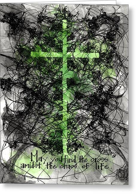 Chaos Order Cross 14 - Joyful Green - Greeting Card