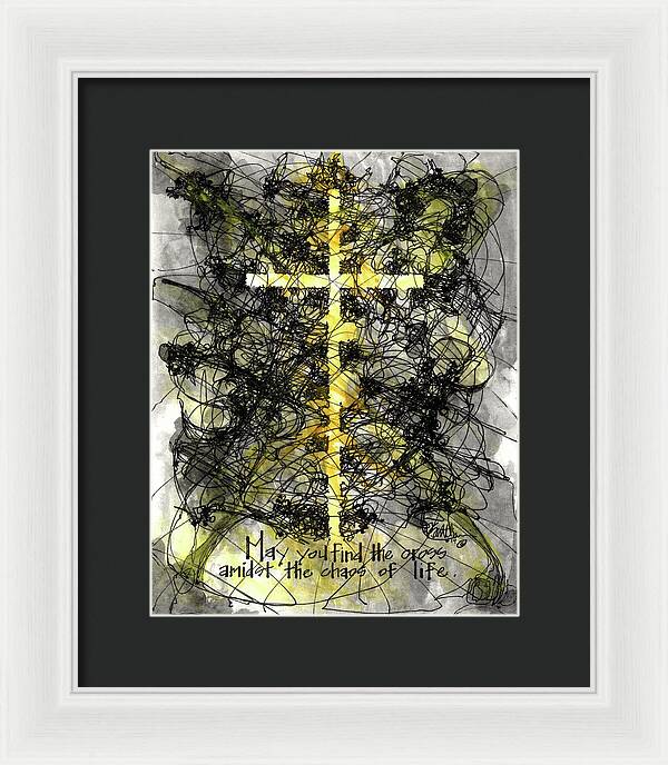 Chaos Order Cross 14 - Luminous Yellow - Framed Print