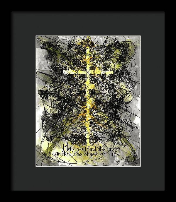 Chaos Order Cross 14 - Luminous Yellow - Framed Print