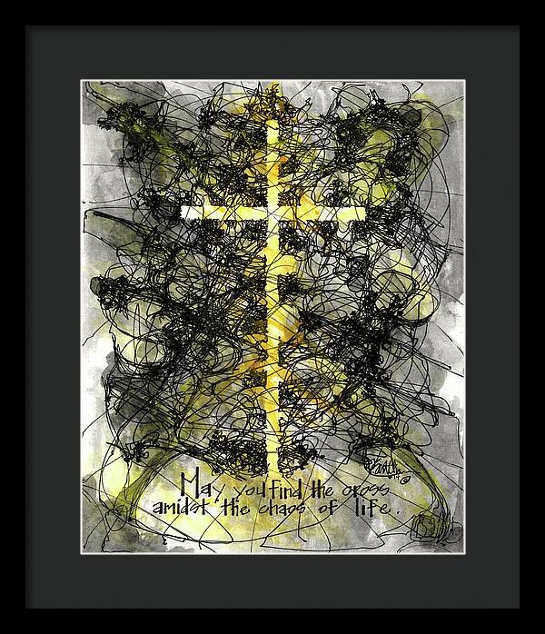 Chaos Order Cross 14 - Luminous Yellow - Framed Print