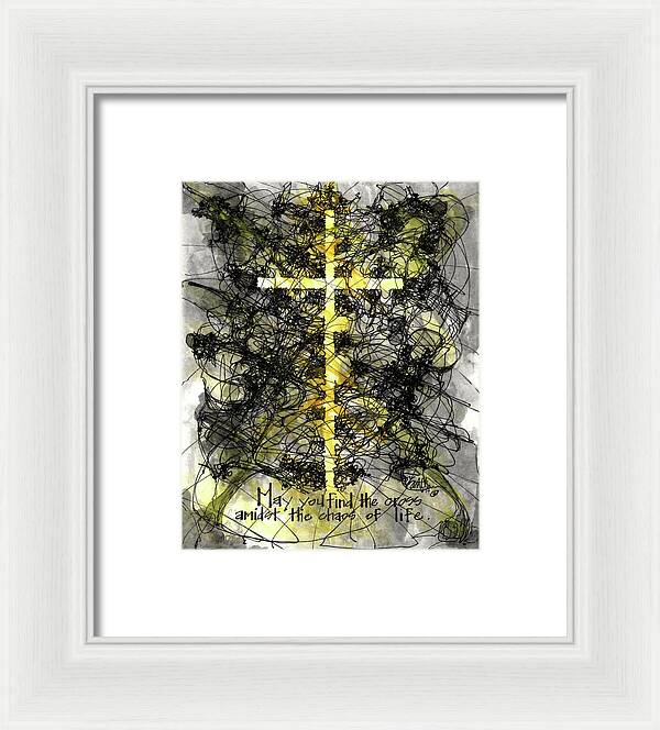 Chaos Order Cross 14 - Luminous Yellow - Framed Print