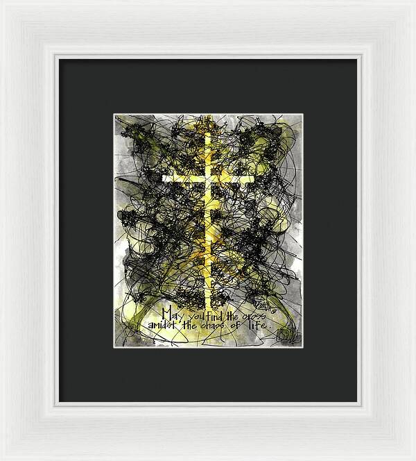 Chaos Order Cross 14 - Luminous Yellow - Framed Print