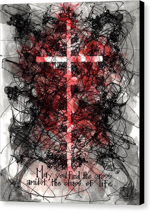 Chaos Order Cross 14 - Sorrowful Red - Canvas Print