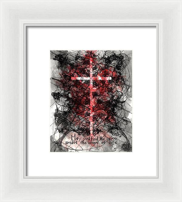 Chaos Order Cross 14 - Sorrowful Red - Framed Print