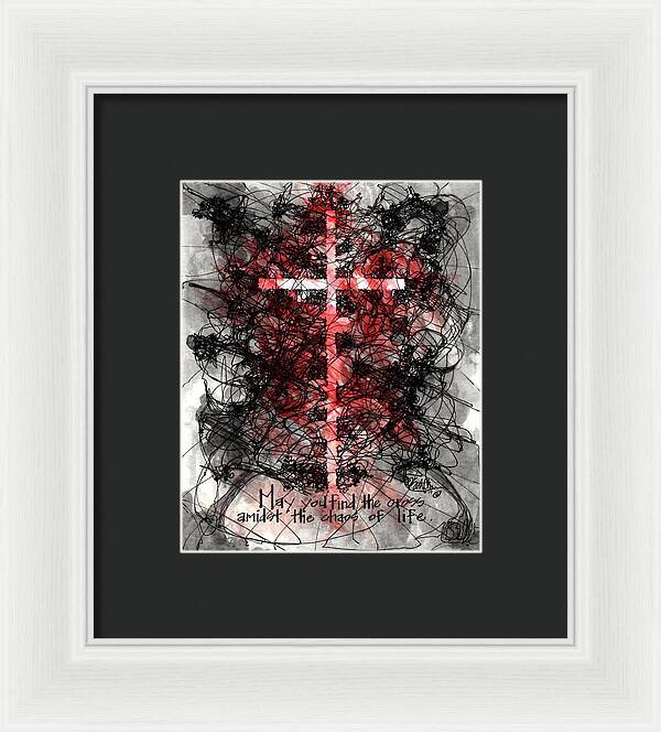 Chaos Order Cross 14 - Sorrowful Red - Framed Print