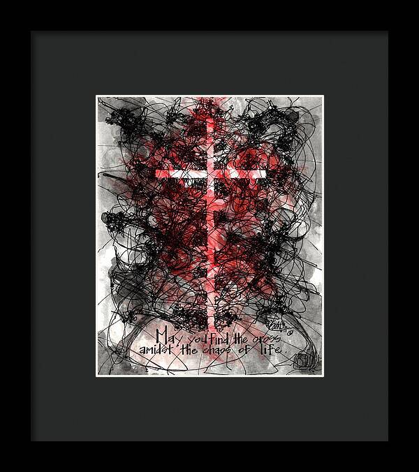 Chaos Order Cross 14 - Sorrowful Red - Framed Print