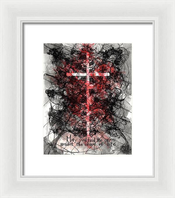 Chaos Order Cross 14 - Sorrowful Red - Framed Print