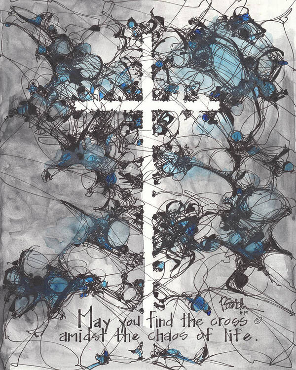 Chaos Order Cross 15 - Glorious Blue - Art Print