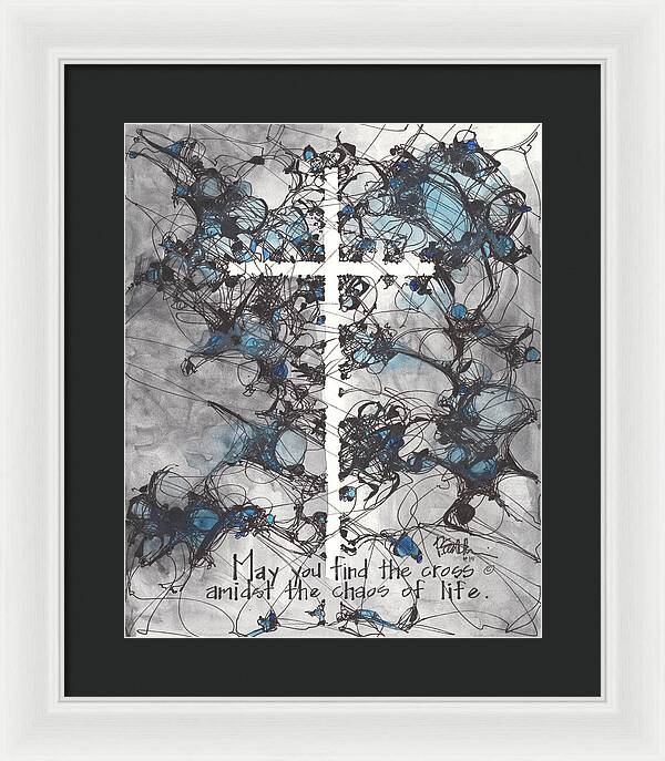 Chaos Order Cross 15 - Glorious Blue - Framed Print