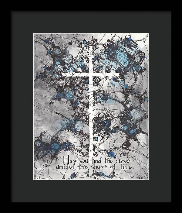 Chaos Order Cross 15 - Glorious Blue - Framed Print