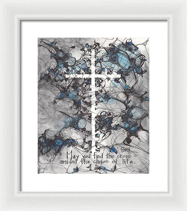 Chaos Order Cross 15 - Glorious Blue - Framed Print