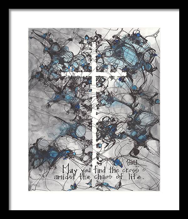 Chaos Order Cross 15 - Glorious Blue - Framed Print