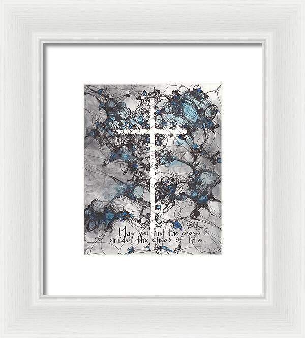Chaos Order Cross 15 - Glorious Blue - Framed Print