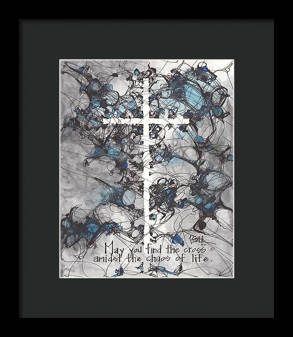 Chaos Order Cross 15 - Glorious Blue - Framed Print