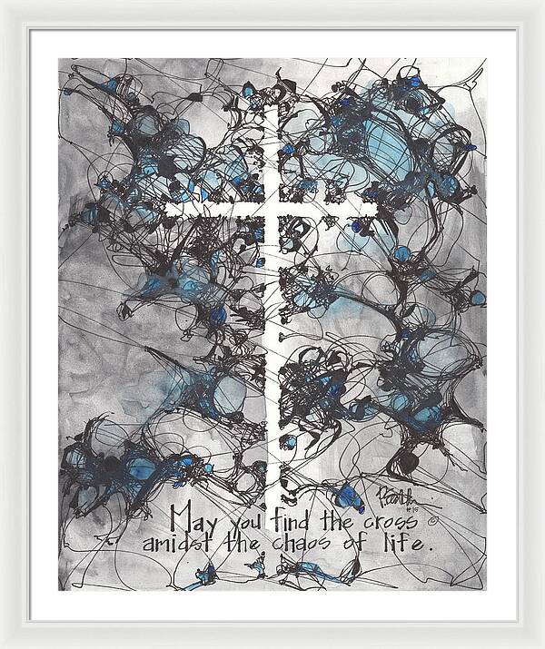 Chaos Order Cross 15 - Glorious Blue - Framed Print