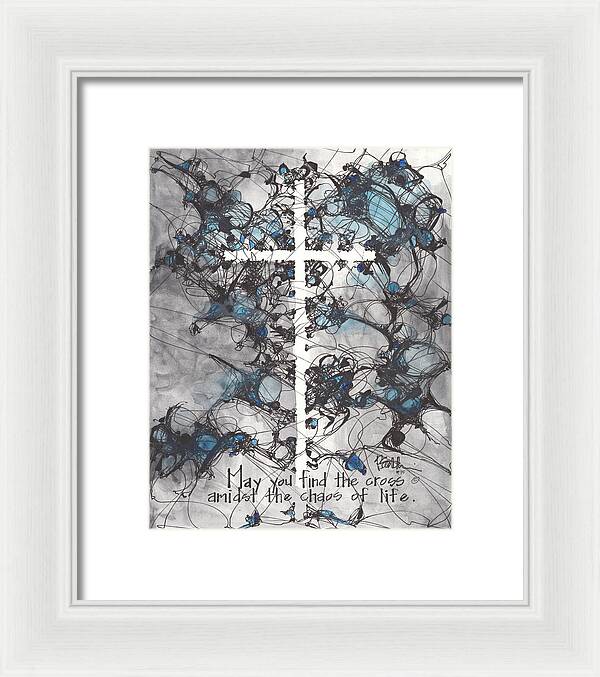 Chaos Order Cross 15 - Glorious Blue - Framed Print