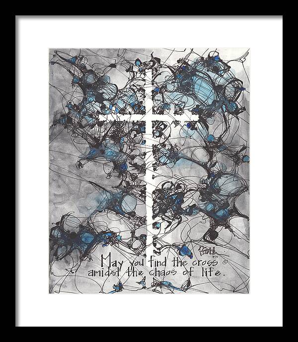 Chaos Order Cross 15 - Glorious Blue - Framed Print