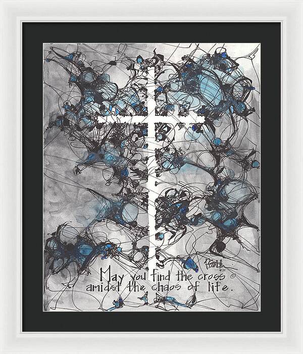 Chaos Order Cross 15 - Glorious Blue - Framed Print