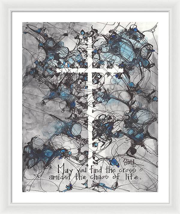 Chaos Order Cross 15 - Glorious Blue - Framed Print