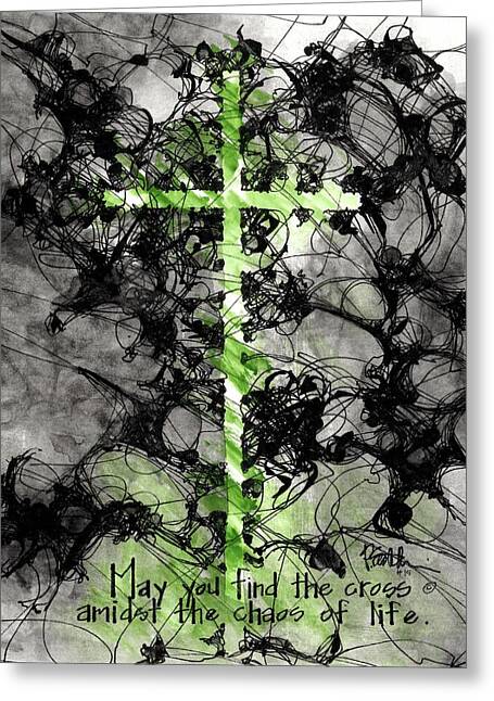Chaos Order Cross 15 - Joyful Green - Greeting Card