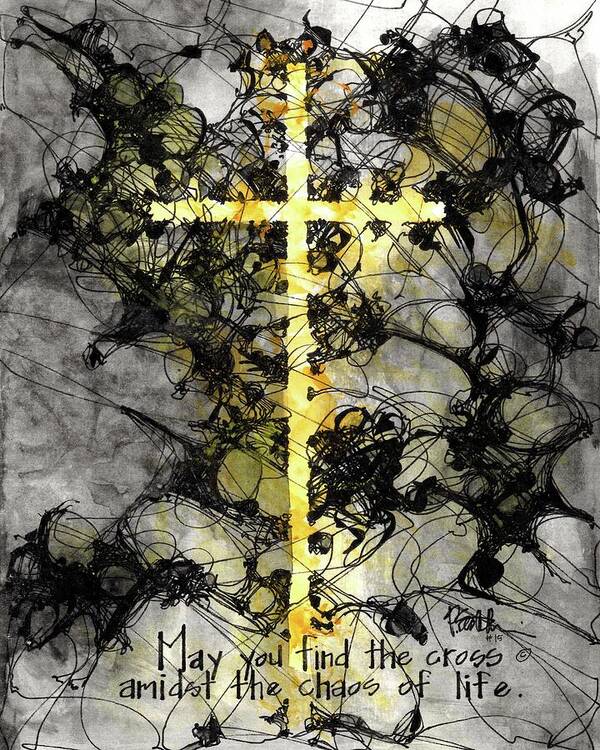 Chaos Order Cross 15 - Luminous Yellow - Art Print