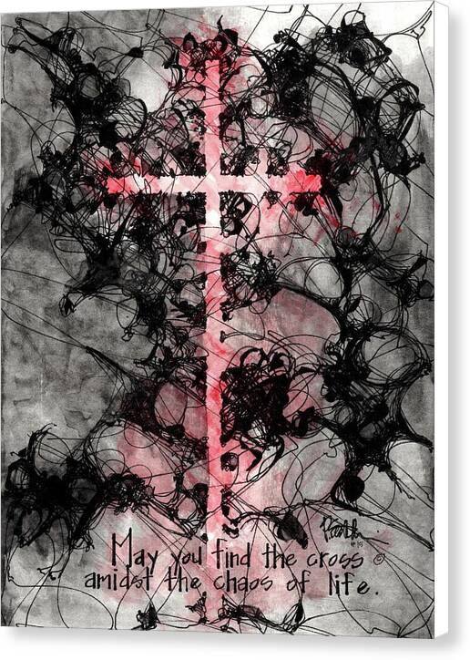 Chaos Order Cross 15 - Sorrowful Red - Canvas Print