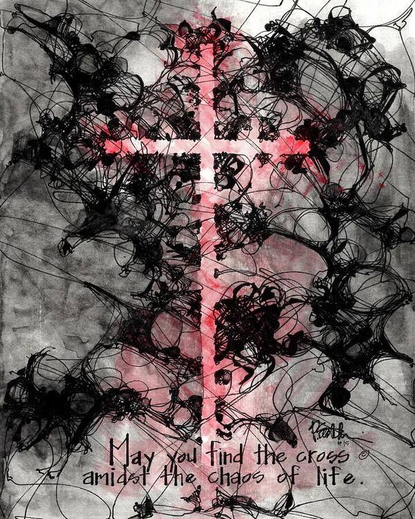 Chaos Order Cross 15 - Sorrowful Red - Art Print