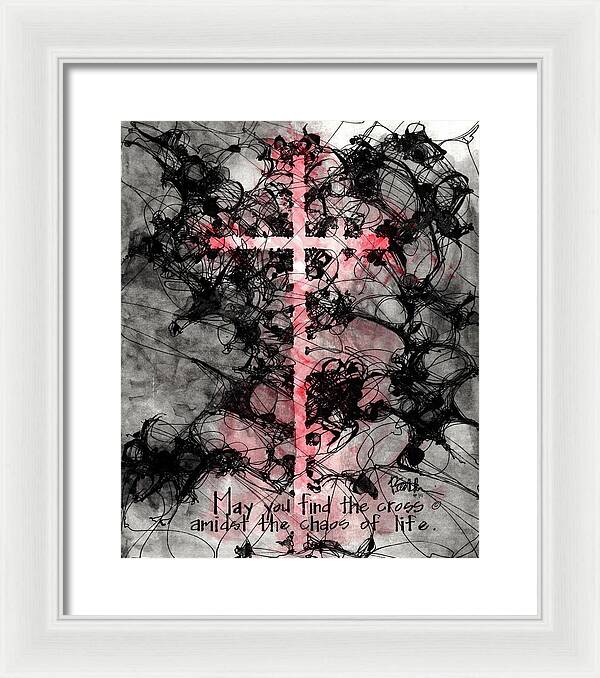 Chaos Order Cross 15 - Sorrowful Red - Framed Print