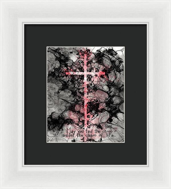 Chaos Order Cross 15 - Sorrowful Red - Framed Print