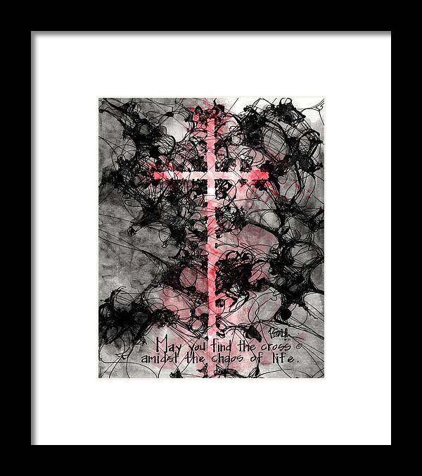 Chaos Order Cross 15 - Sorrowful Red - Framed Print