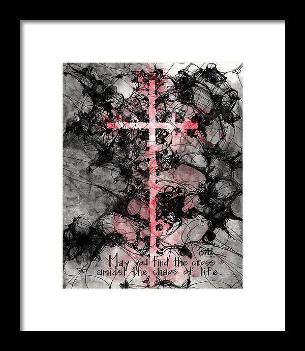 Chaos Order Cross 15 - Sorrowful Red - Framed Print