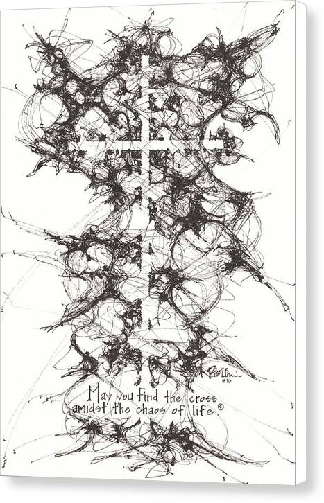 Chaos Order Cross 16 - Black and White - Canvas Print