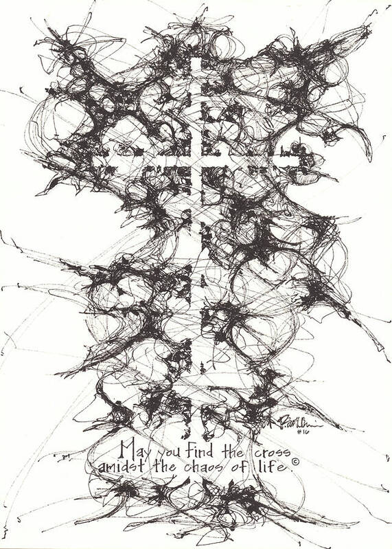 Chaos Order Cross 16 - Black and White - Art Print