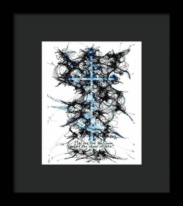 Chaos Order Cross 16 - Glorious Blue - Framed Print