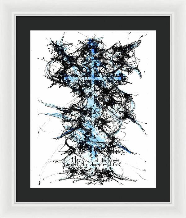 Chaos Order Cross 16 - Glorious Blue - Framed Print