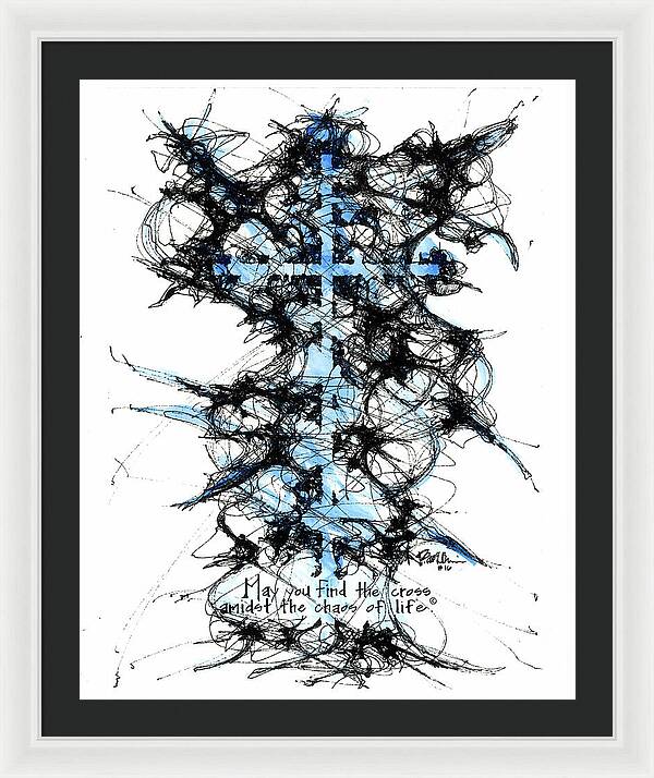Chaos Order Cross 16 - Glorious Blue - Framed Print