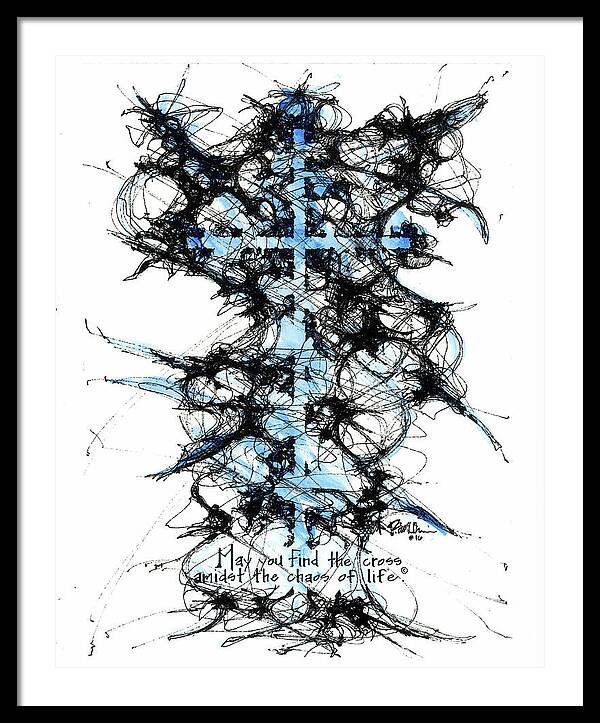 Chaos Order Cross 16 - Glorious Blue - Framed Print