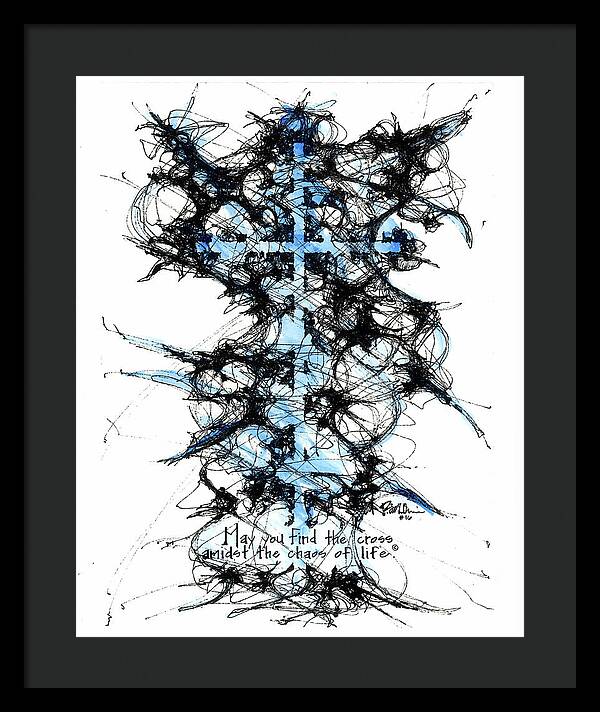 Chaos Order Cross 16 - Glorious Blue - Framed Print