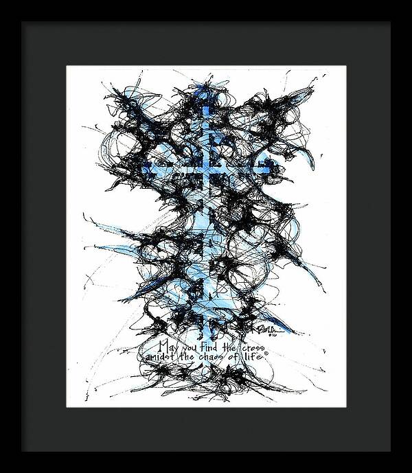 Chaos Order Cross 16 - Glorious Blue - Framed Print