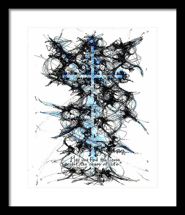 Chaos Order Cross 16 - Glorious Blue - Framed Print
