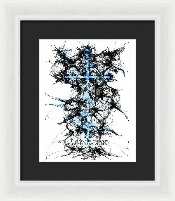 Chaos Order Cross 16 - Glorious Blue - Framed Print