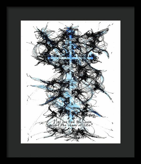 Chaos Order Cross 16 - Glorious Blue - Framed Print